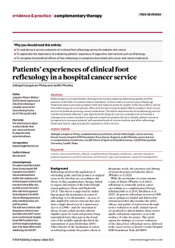Patients’ experiences of clinical foot reflexology in a hospital cancer service