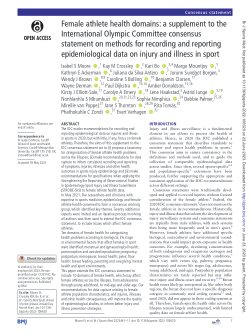 Female athlete health domains: a supplement to the International Olympic Committee consensus <strong>statement on methods for recording and reporting epidemiological data on injury and illness in sport</strong>