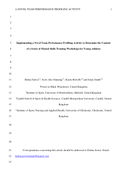 Implementing a Novel Team Performance Profiling Activity to Determine the Content of a Series of Mental Skills Training Workshops for Young Athletes