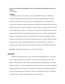 Soccer, the Saarland, and statehood: win, loss, and cultural reunification in post-war Europe