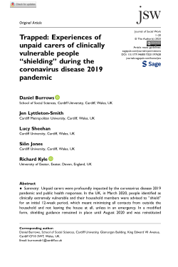 Trapped: Experiences of unpaid carers of clinically vulnerable people “shielding” during the coronavirus disease 2019 pandemic