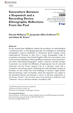 Somewhere Between a Stopwatch and a Recording Device: Ethnographic Reflections From the Pool