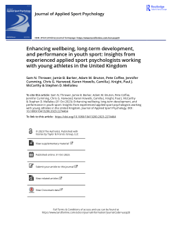 Enhancing wellbeing, long-term development, and performance in youth sport: Insights from experienced applied sport psychologists working with young athletes in the United Kingdom