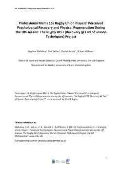 Professional Rugby Union Players’ Perceived Psychological Recovery and Physical Regeneration During the Off-season: The Rugby REST (Recovery @ End of Season Techniques) Project