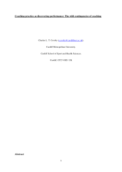 Coaching practice as discovering performance: the wild contingencies of coaching
