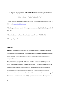 An empiric on geopolitical risk and the tourism–economic growth nexus