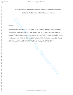 Clinical and exercise professional opinion of return-to-running readiness after childbirth: an international Delphi study and consensus statement