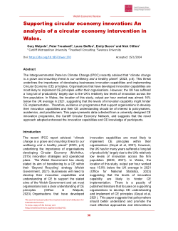 Supporting circular economy innovation: An analysis of a circular economy intervention in Wales