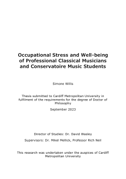Occupational Stress and Well-being of Professional Classical Musicians and Conservatoire Music Students