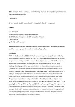 Stronger, Fairer, Greener: A social learning approach to supporting practitioners to operationalise policy in Wales