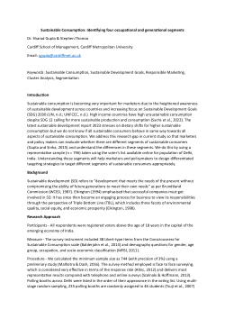 Sustainable Consumption: Identifying four occupational and generational segments