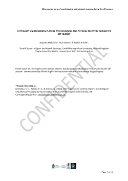 <b>ELITE RUGBY UNION WOMEN PLAYERS' PSYCHOLOGICAL AND PHYSICAL RECOVERY DURING THE OFF-SEASON</b>