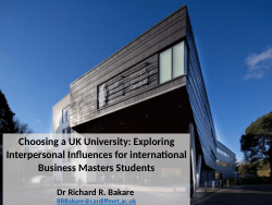 <b>Choosing a UK University:</b><b>Exploring Interpersonal Influences for international Business Masters Students</b>