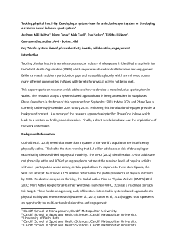 <b>Tackling physical inactivity: Developing a systems-base for an inclusive sport system or developing a systems-based inclusive sport system?</b>