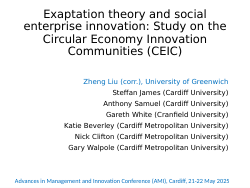Exaptation theory and social enterprise innovation: Study on the Circular Economy Innovation Communities