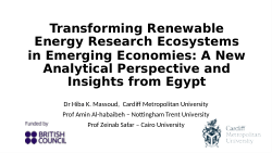 Transforming Renewable Energy Research Ecosystems in Emerging Economies: A New Analytical Perspective and Insights from Egypt