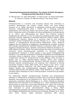 Fostering Entrepreneurial Intentions: The Impact of Online Emergency Entrepreneurship Education in Turkey