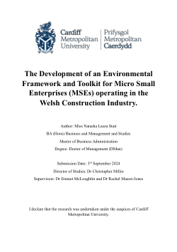 The development of an environmental framework and toolkit for Micro Small Enterprises (MSEs) operating in the Welsh construction industry