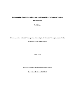 Understanding flourishing in elite sport and other high-performance working environments