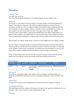 Cary Environmental Monitoring Program Hourly Meteorological and Solar Radiation Data: 1988-2024
