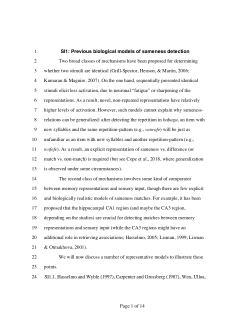 A review of previous biological models of sameness detection, related to simple, biologically plausible feature detector for language acquisition