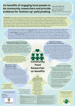 The co-benefits of engaging local people as community researchers to provide evidence for ‘bottom-up’ policymaking