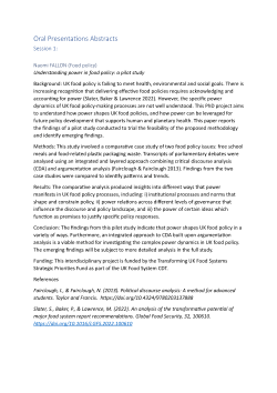 Understanding Power in Food Policy: a pilot study