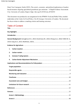 The social-, economic- and political implications of market-based measures targeting agricultural greenhouse gas emissions - A Rapid Evidence Assessment