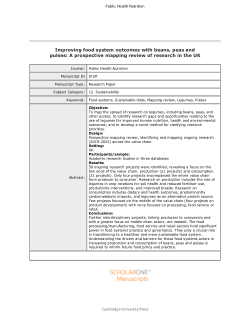 <b>Improving food system outcomes with beans, peas and pulses: </b><b>A prospective mapping review of research in the UK</b>