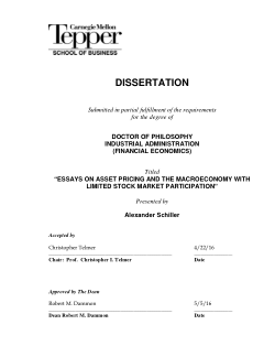 Essays On Asset Pricing And The Macroeconomy With Limited Stock Essays On Asset Pricing And The Macroeconomy With Limited Stock Market Participation