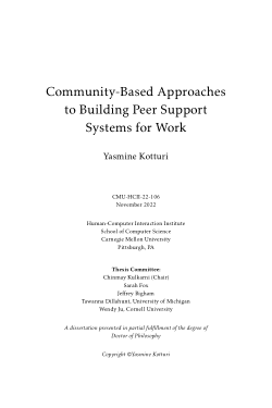 Community-Based Approaches to Building Peer Support Systems for Work
