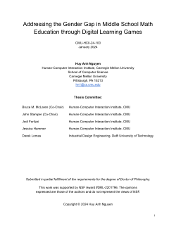 Addressing the Gender Gap in Middle School Math  Education through Digital Learning Games