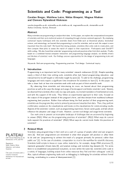 Scientists and Code: Programming as a Tool