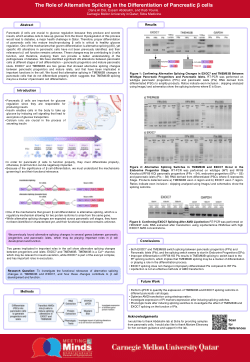 The Role of Alternative Splicing in the Differentiation of Pancreatic β cells