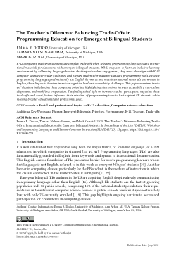 The Teacher's Dilemma: Balancing Trade-Offs in Programming Education for Emergent Bilingual Students