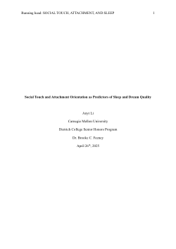 Social Touch and Attachment Orientation as Predictors of Sleep and Dream Quality