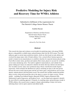 Predictive Modeling for Injury Risk and Recovery Time for WNBA Athletes