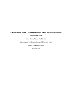 A Meta-analysis of Alcohol’s Effects on Emotions in Solitary and Social Lab Contexts: Preliminary Findings