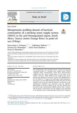 Metagenomic profiling dataset of bacterial communities of a drinking water supply system (DWSS) in the arid Namaqualand region, South Africa: Source (lower Orange River) to point-of-use (O'Kiep)