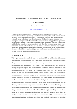 Emotional labour and identity work of men in caring roles