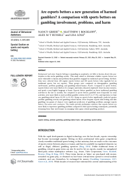 Are esports bettors a new generation of harmed gamblers? A comparison with sports bettors on gambling involvement, problems, and harm