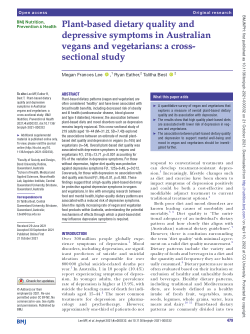 Plant-based dietary quality and depressive symptoms in Australian vegans and vegetarians: A cross-sectional study