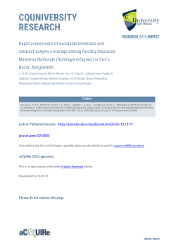 Rapid assessment of avoidable blindness and cataract surgery coverage among forcibly displaced Myanmar Nationals (Rohingya refugees) in Cox’s Bazar, Bangladesh