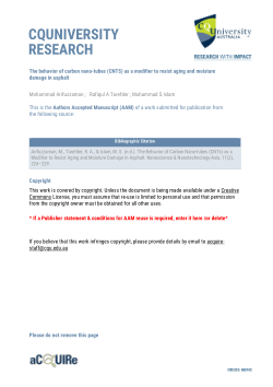 The behavior of carbon nano-tubes (CNTS) as a modifier to resist aging and moisture damage in asphalt
