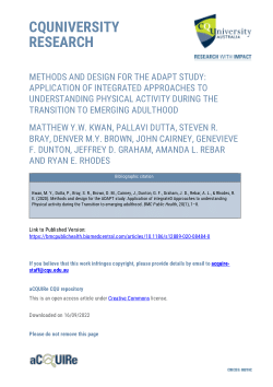 Methods and design for the ADAPT study: Application of integrateD approaches to understanding physical activity during the transition to emerging adulthood