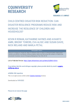 Child-centred disaster risk reduction: can disaster resilience programs reduce risk and increase the resilience of children and households?