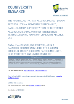 The hospital outpatient alcohol project (HOAP): Protocol for an individually randomized, parallel-group superiority trial of electronic alcohol screening and brief intervention versus screening alone for unhealthy alcohol use