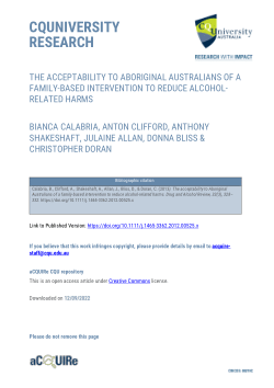 The acceptability to Aboriginal Australians of a family-based intervention to reduce alcohol-related harms