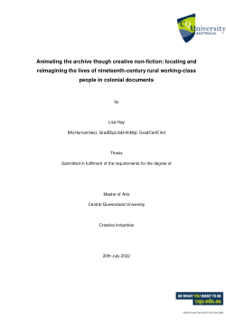 Animating the archive though creative non-fiction: Locating and reimagining the lives of nineteenth-century rural working-class people in colonial documents