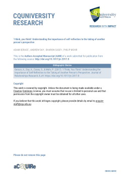 'I think, you think': Understanding the importance of self-reflection to the taking of another person's perspective